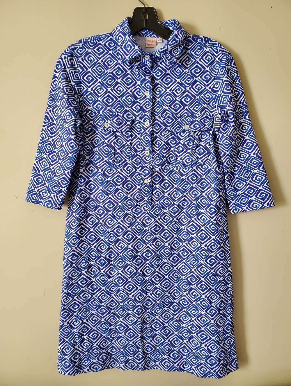 Persifor Collared Abstract Mini Dress Tennis Prep Casual Half Sleeve Size XS